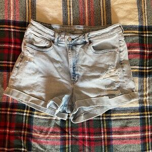 American Eagle Outfitters Women's Distressed Light Blue Jean Mom Shorts Size 12